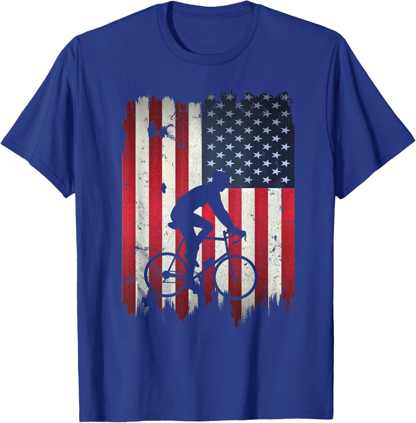 Biking USA American Flag 4th of July Bike Gift Bicycle T-Shirt - T-Shirt | Royal