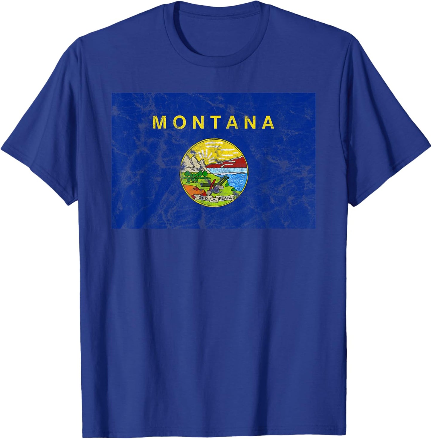 Montana Distressed Flag State Pride Vintage T-Shirt - T-Shirt | Royal