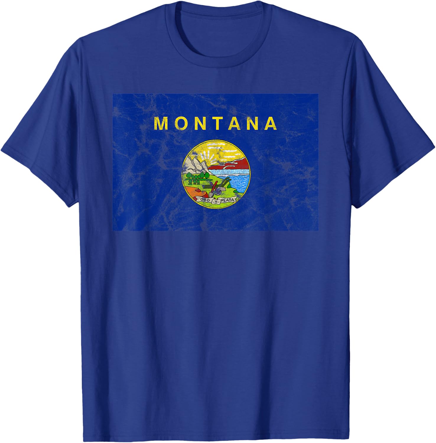 Montana Distressed Flag State Pride Vintage T-Shirt - T-Shirt | Royal