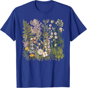 Floral Women Vintage Boho Wildflower Botanical Flower T-Shirt - T-Shirt | Royal
