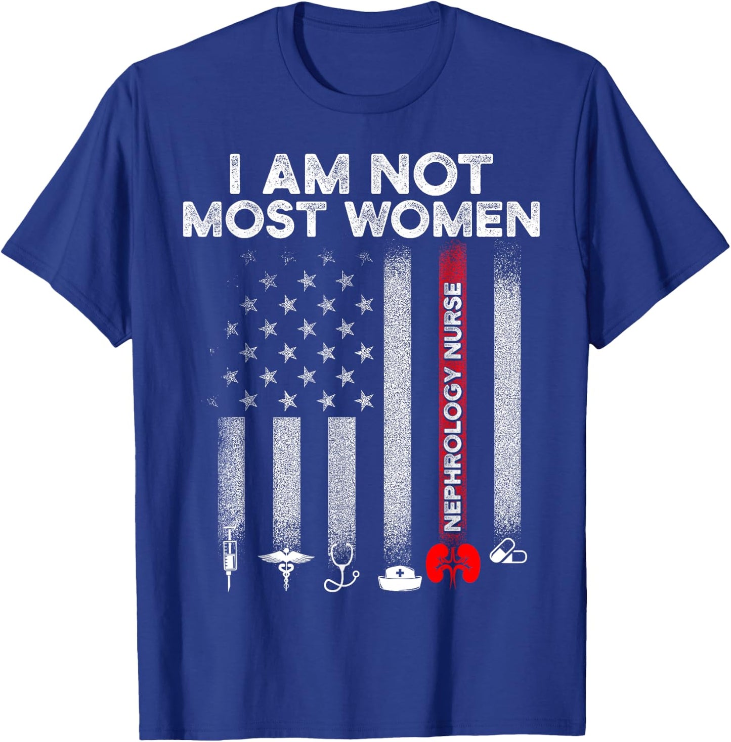 Nephrology Nurse Women USA Flag Dialysis Nursing RN T-Shirt - T-Shirt | Royal