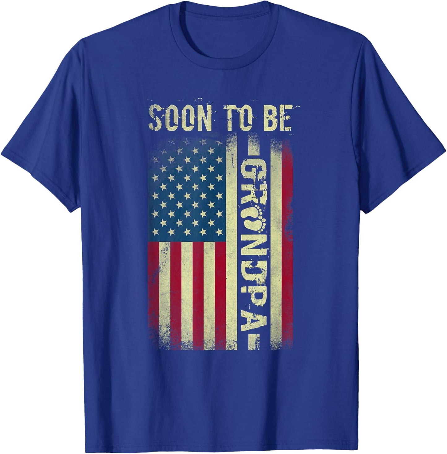 Soon To Be Grandpa American Flag Grandfather Reveal US Flag T-Shirt - T-Shirt | Royal