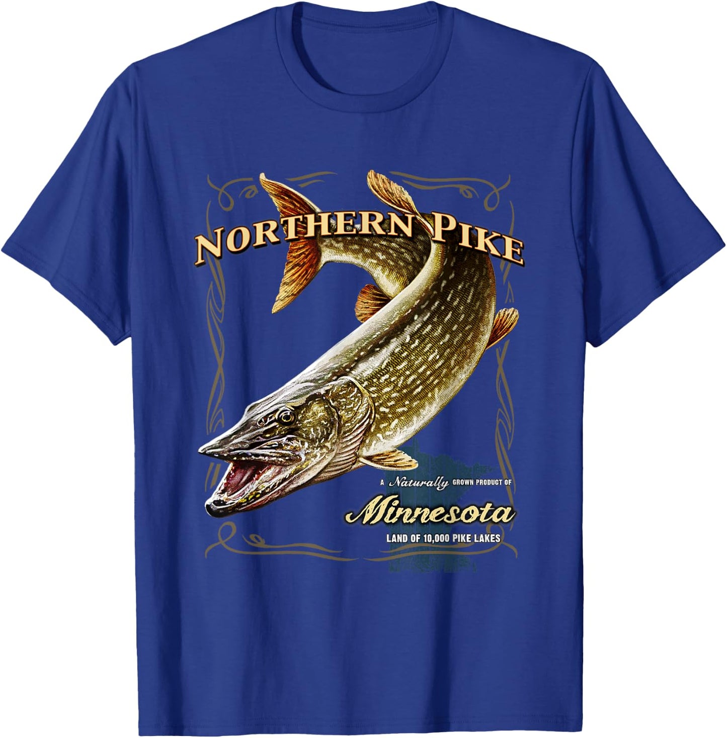 Northern Pike, a Naturally Grown Minnesota Product T-Shirt - T-Shirt | Royal