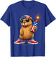 Patriotic Capybara Fireworks USA Flag Funny 4th of July T-Shirt - T-Shirt | Royal