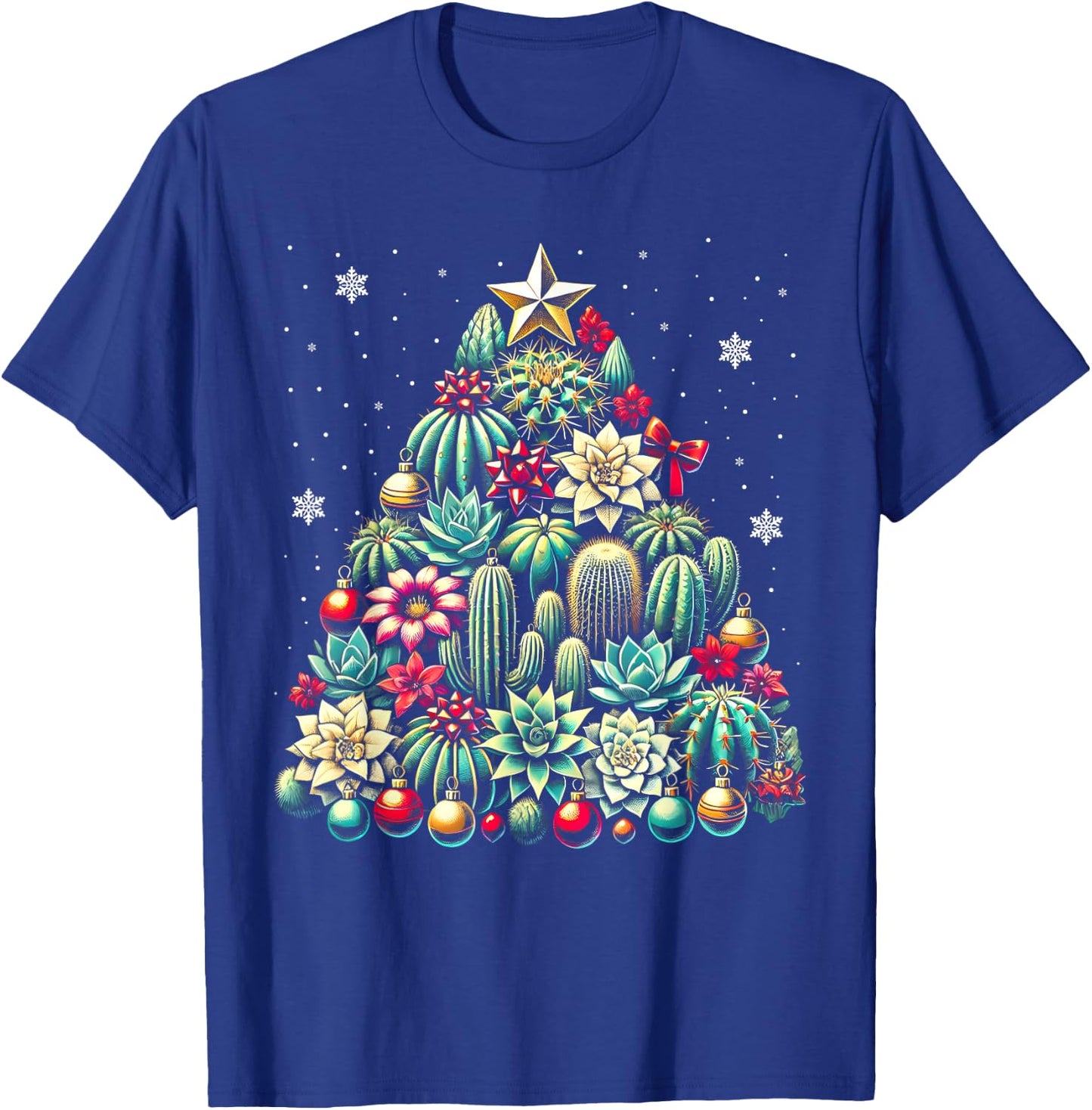 Succulent Christmas Tree Cactus Gardener Xmas - Adult, Black, Small, Short Sleeve, Modern Humorous, Holiday, Christmas T-Shirt - T-Shirt | Royal