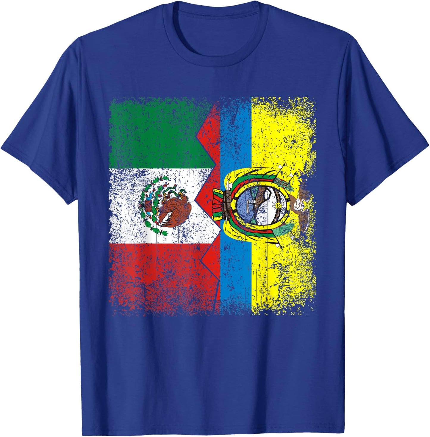Ecuadorian Roots | Half Mexican Flags | Mexico Ecuador T-Shirt - T-Shirt | Royal