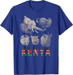 Kenya Big Five Africa Safari Wildlife T-Shirt - T-Shirt | Royal