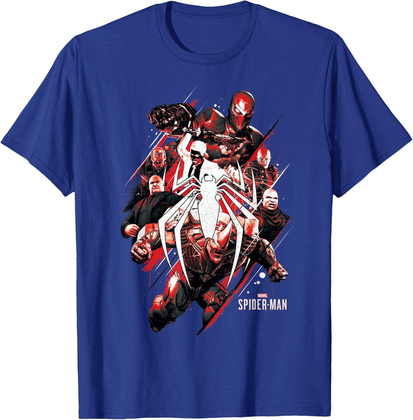 Marvel Spider-Man Game Villains Around Logo Graphic T-Shirt - T-Shirt | Royal