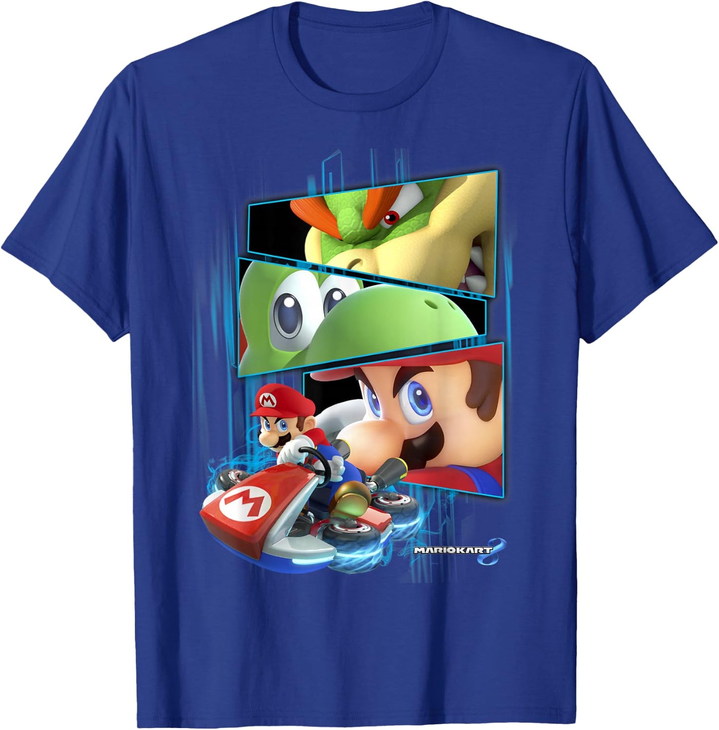Nintendo Mario Kart 8 Yoshi Bowser Race Eyes Graphic T-Shirt - T-Shirt | Royal
