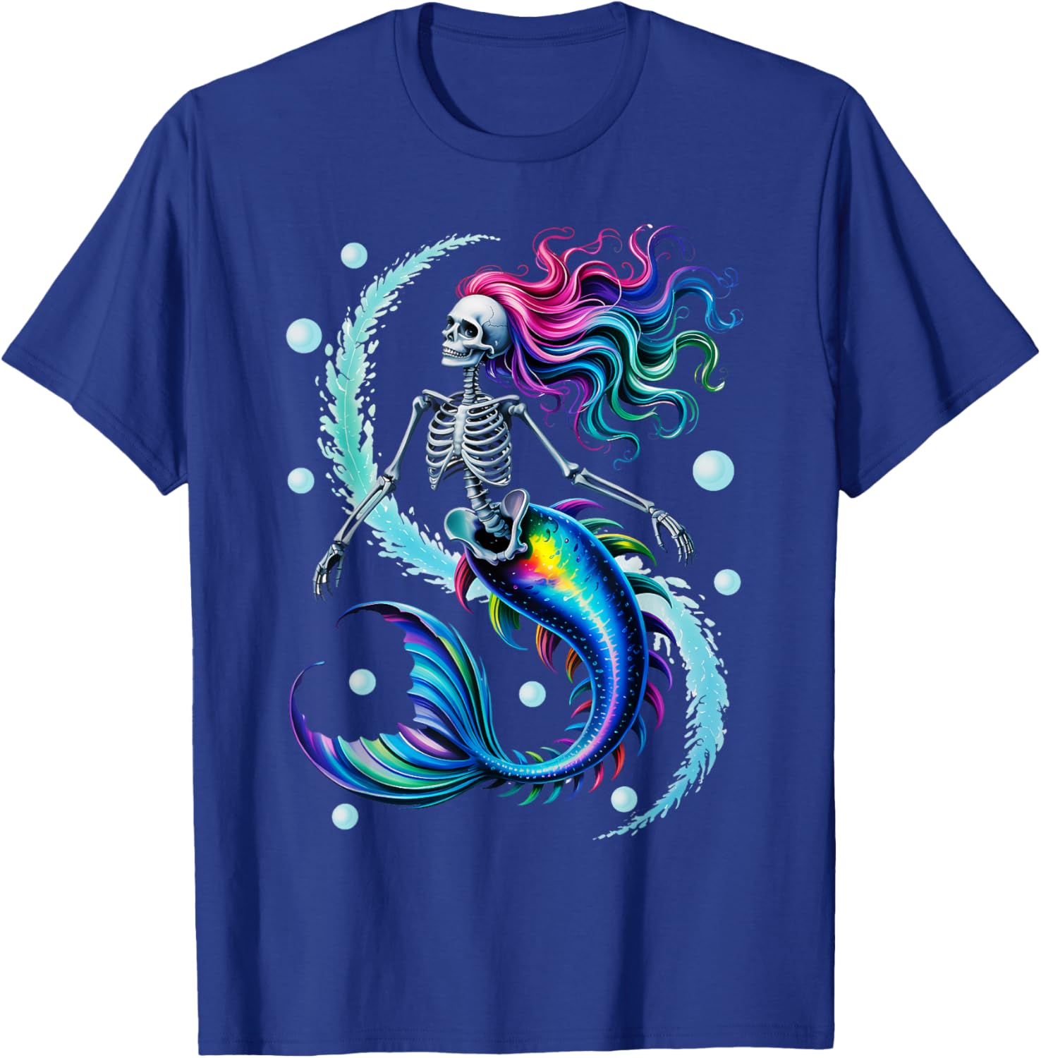 Mermaid Skeleton - Scary Halloween T-Shirt - T-Shirt | Royal
