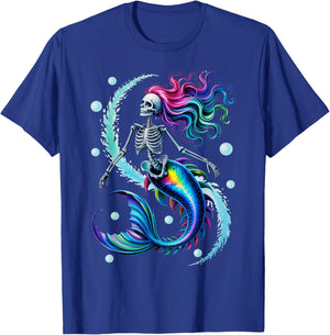Mermaid Skeleton - Scary Halloween T-Shirt - T-Shirt | Royal