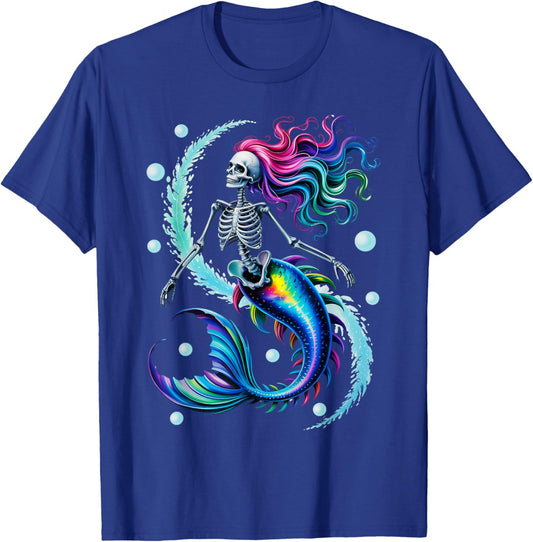 Mermaid Skeleton - Scary Halloween T-Shirt - T-Shirt | Royal