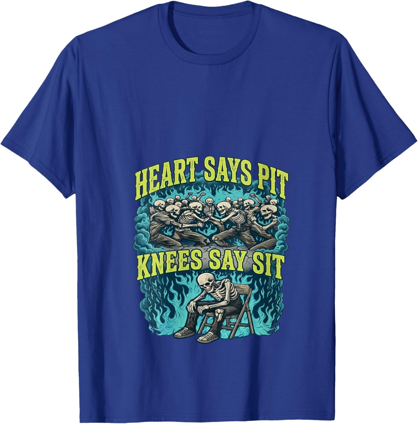 Women's Heart Says Pit Knees Say Sit Skeleton Funny V-Neck T-Shirt - T-Shirt | Royal