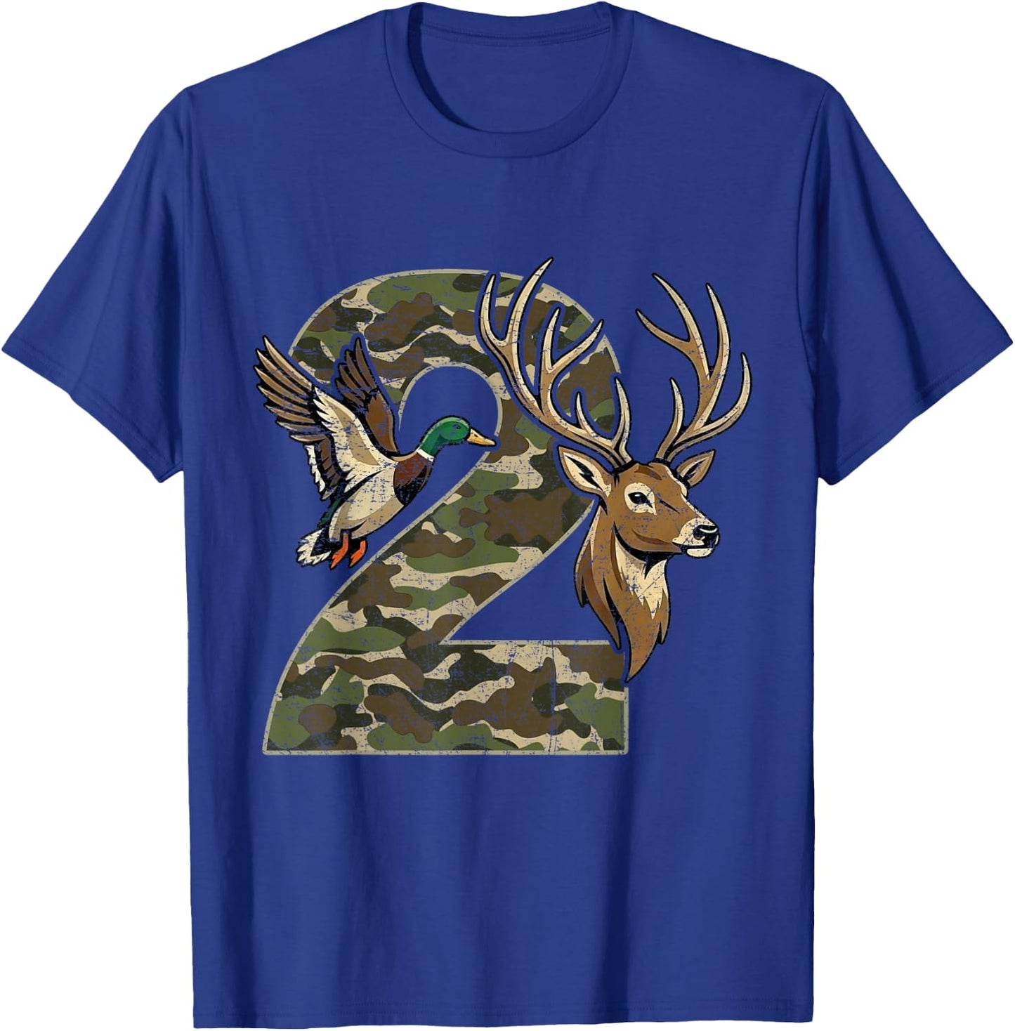 2 Years Old 2nd Birthday for Boys Girls Camouflage Hunting T-Shirt - T-Shirt | Royal