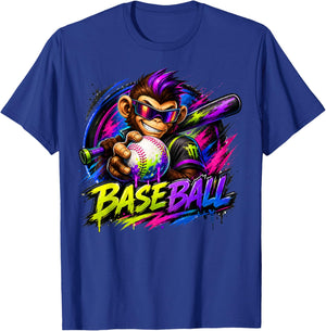 Monkey Funny Animals Baseball Ice Cream Drip Cool T-Shirt - T-Shirt | Royal