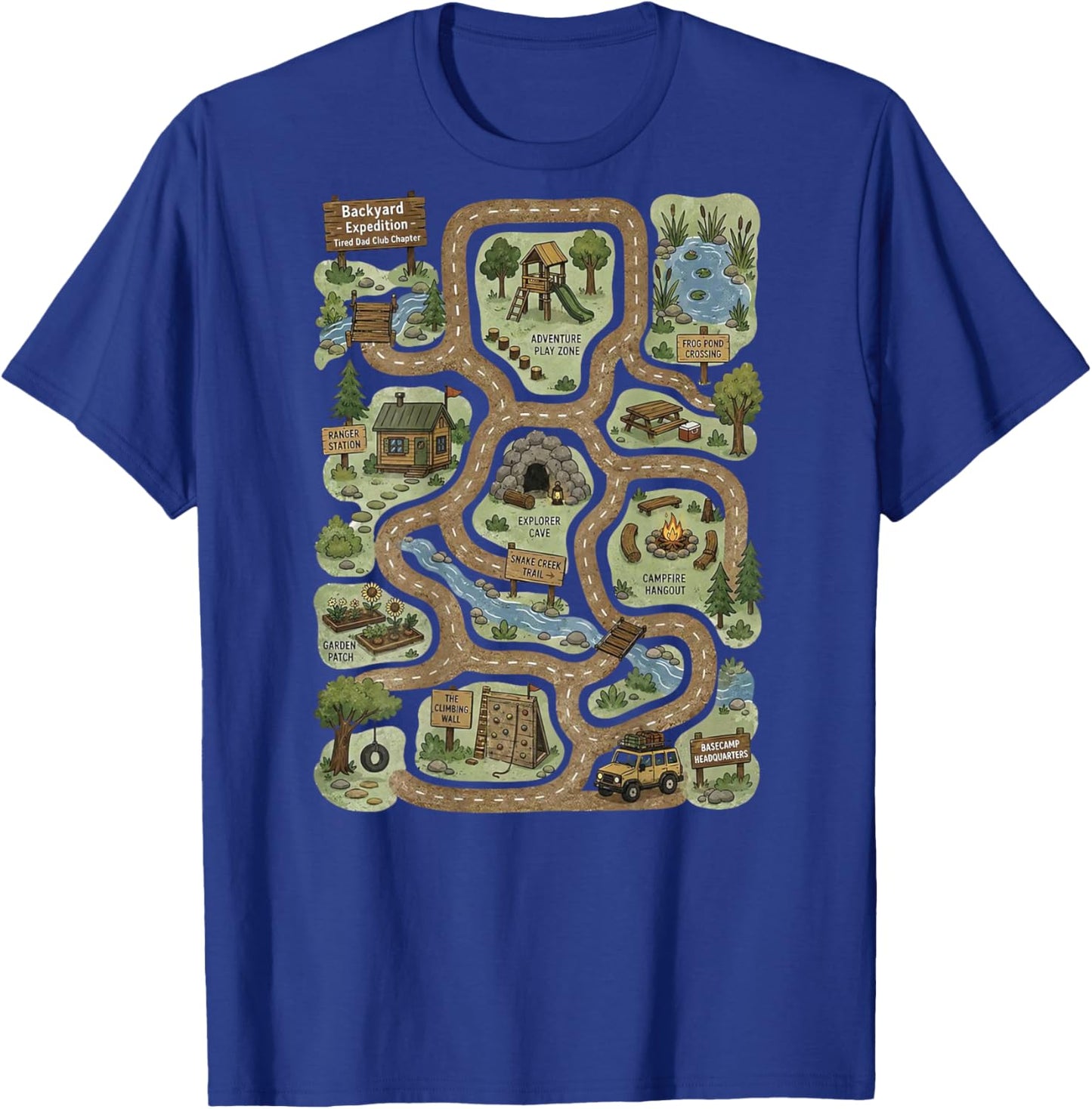 Retro Tired Dad Club Mat Road Car Race Track Fathers Day T-Shirt - T-Shirt | Royal