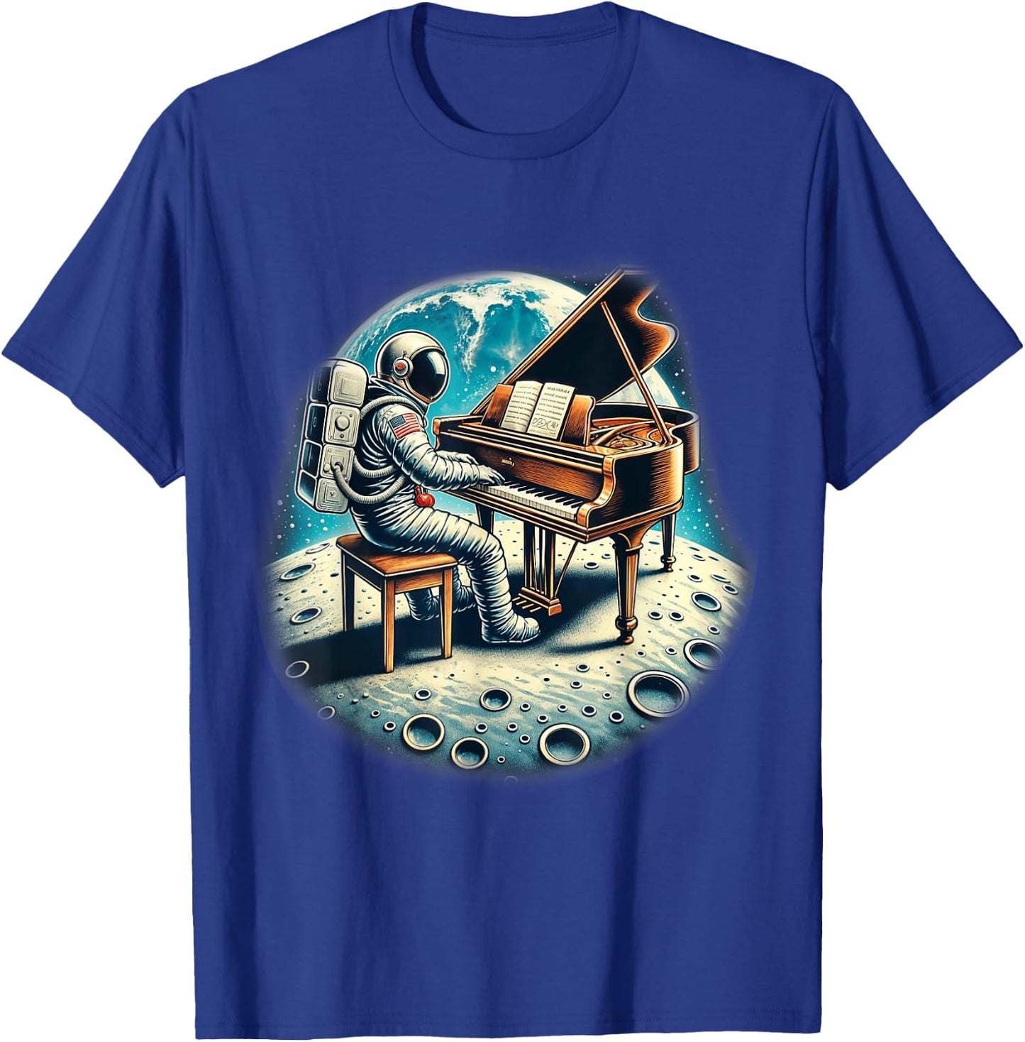 Astronaut Playing Grand Piano Shirt Music Pianist Spaceman T-Shirt - T-Shirt | Royal