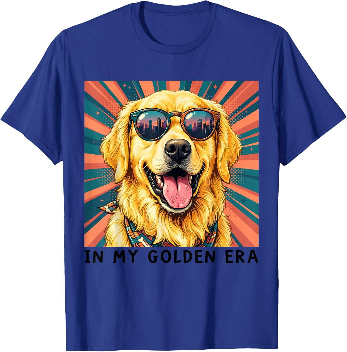 Retro in My Golden Era 70s Style Funny Golden Retriever T-Shirt - T-Shirt | Royal