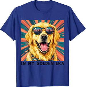 Retro in My Golden Era 70s Style Funny Golden Retriever T-Shirt - T-Shirt | Royal