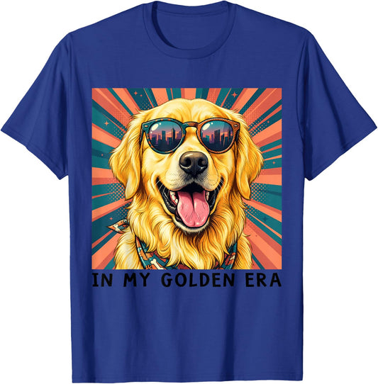 Retro in My Golden Era 70s Style Funny Golden Retriever T-Shirt - T-Shirt | Royal