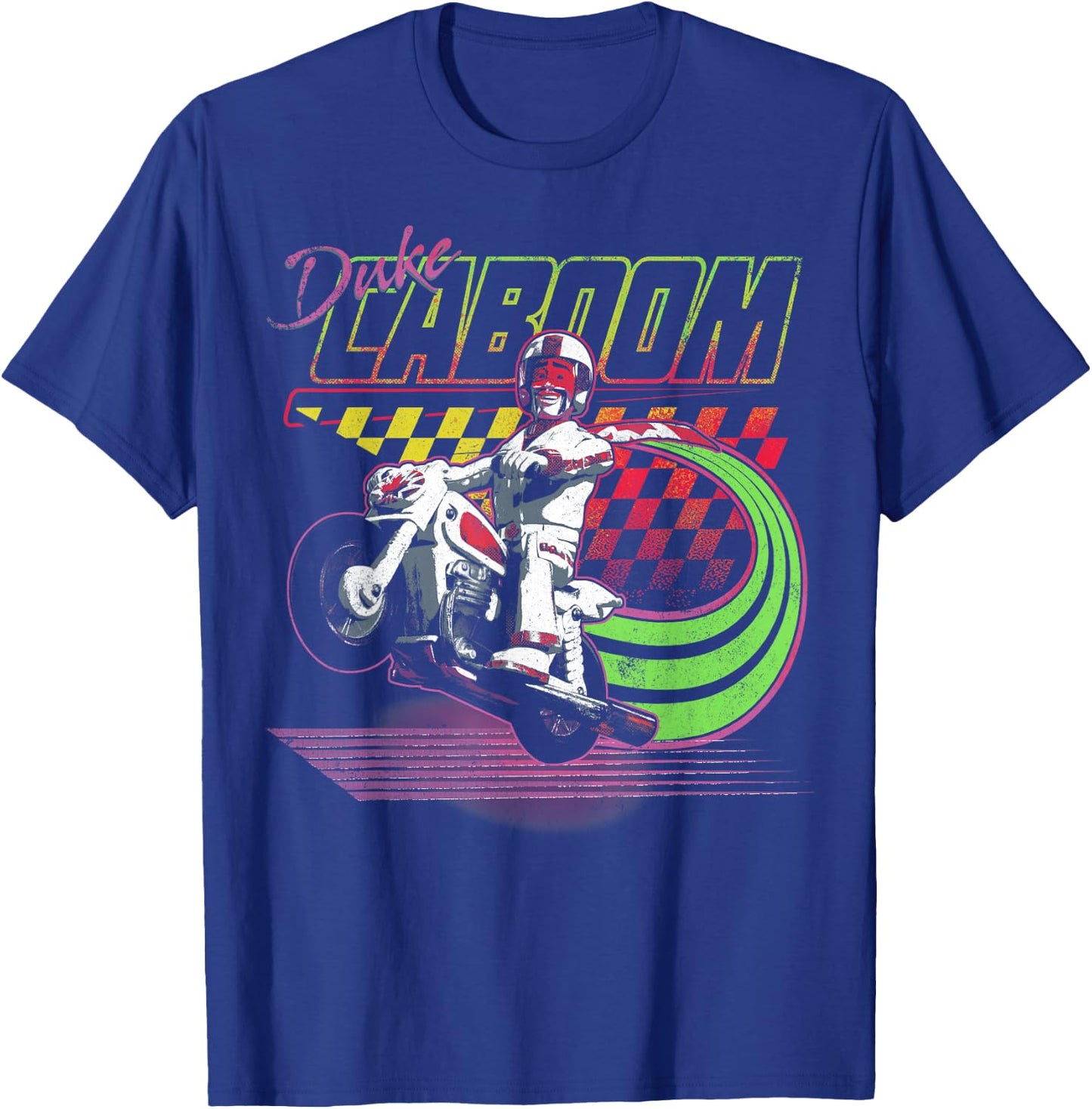 Disney Pixar Toy Story 4 Duke Caboom Neon Colors Poster T-Shirt - T-Shirt | Royal