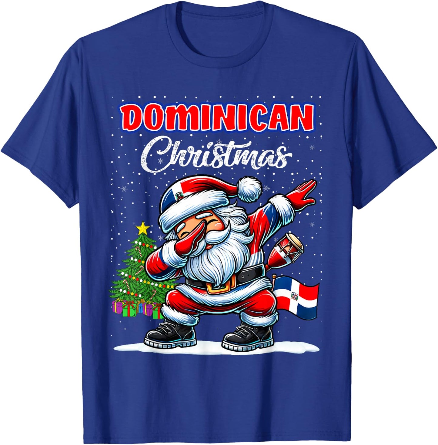Dominican Republic Dabbing Santa Christmas Dominican T-Shirt - T-Shirt | Royal