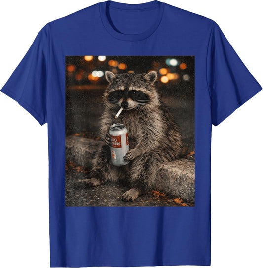 Cigarette Raccoon Funny Smoking Raccoon Gen Z Meme T-Shirt - T-Shirt | Royal