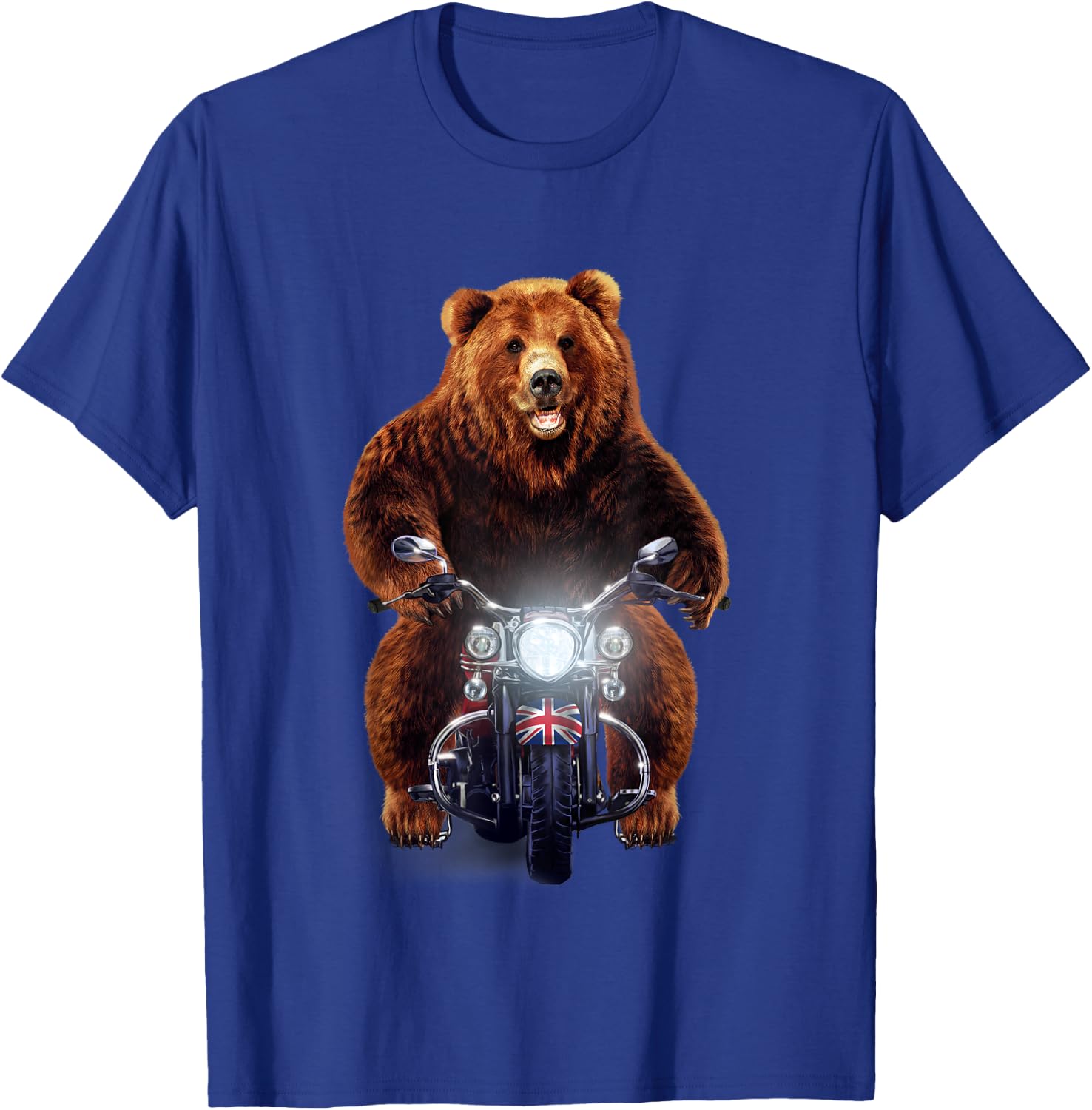 Biker Grizzly Bear Riding Motorcycle T-Shirt - T-Shirt | Royal