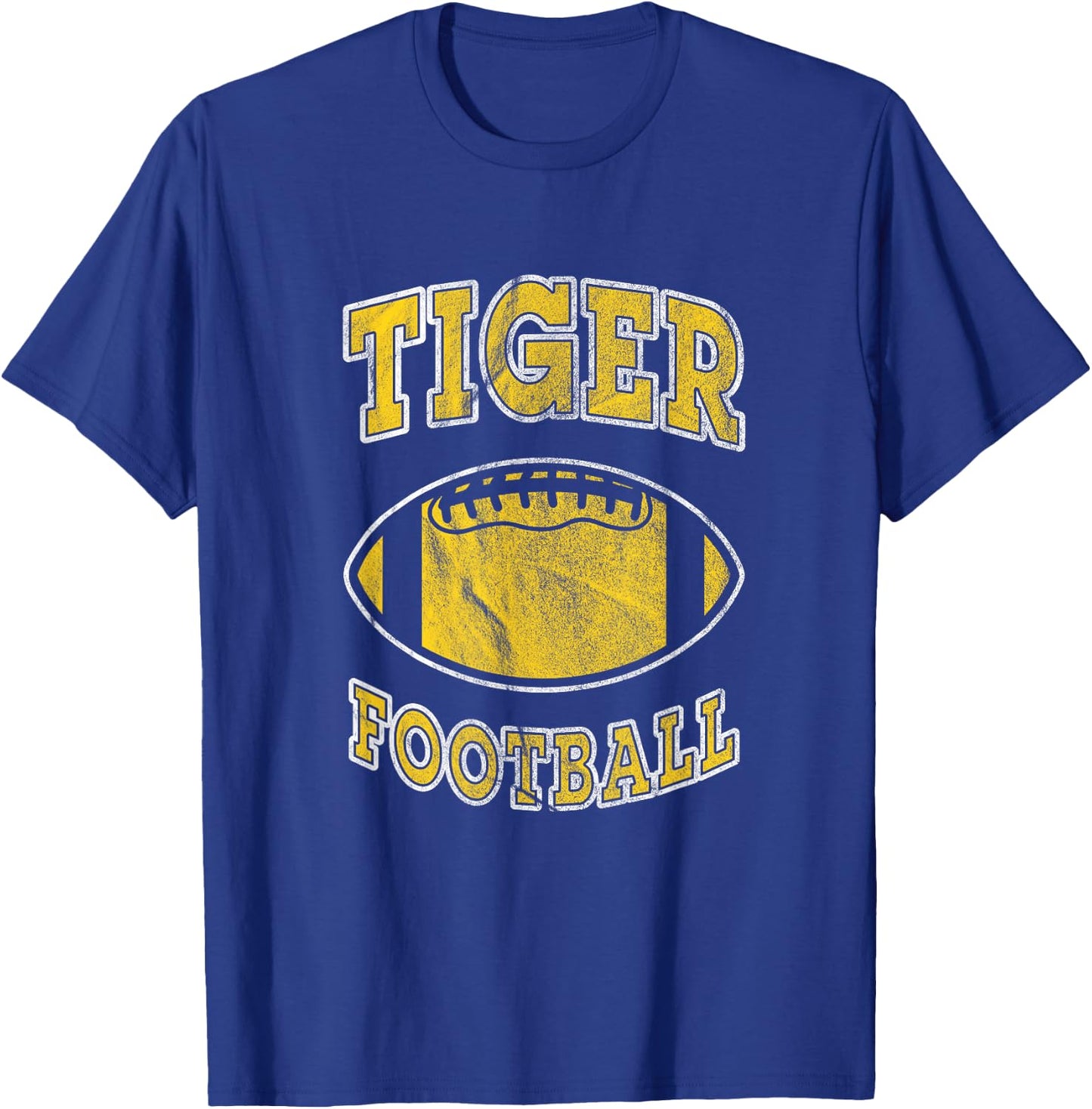 Tiger Football Vintage Distressed T-Shirt - T-Shirt | Royal