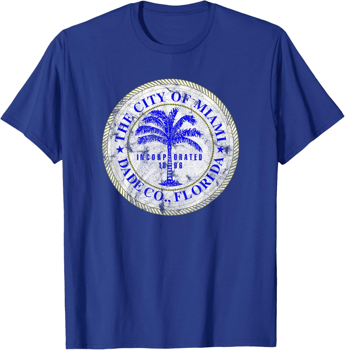 Miami Florida City Seal State Home Pride Dade County T-Shirt - T-Shirt | Royal
