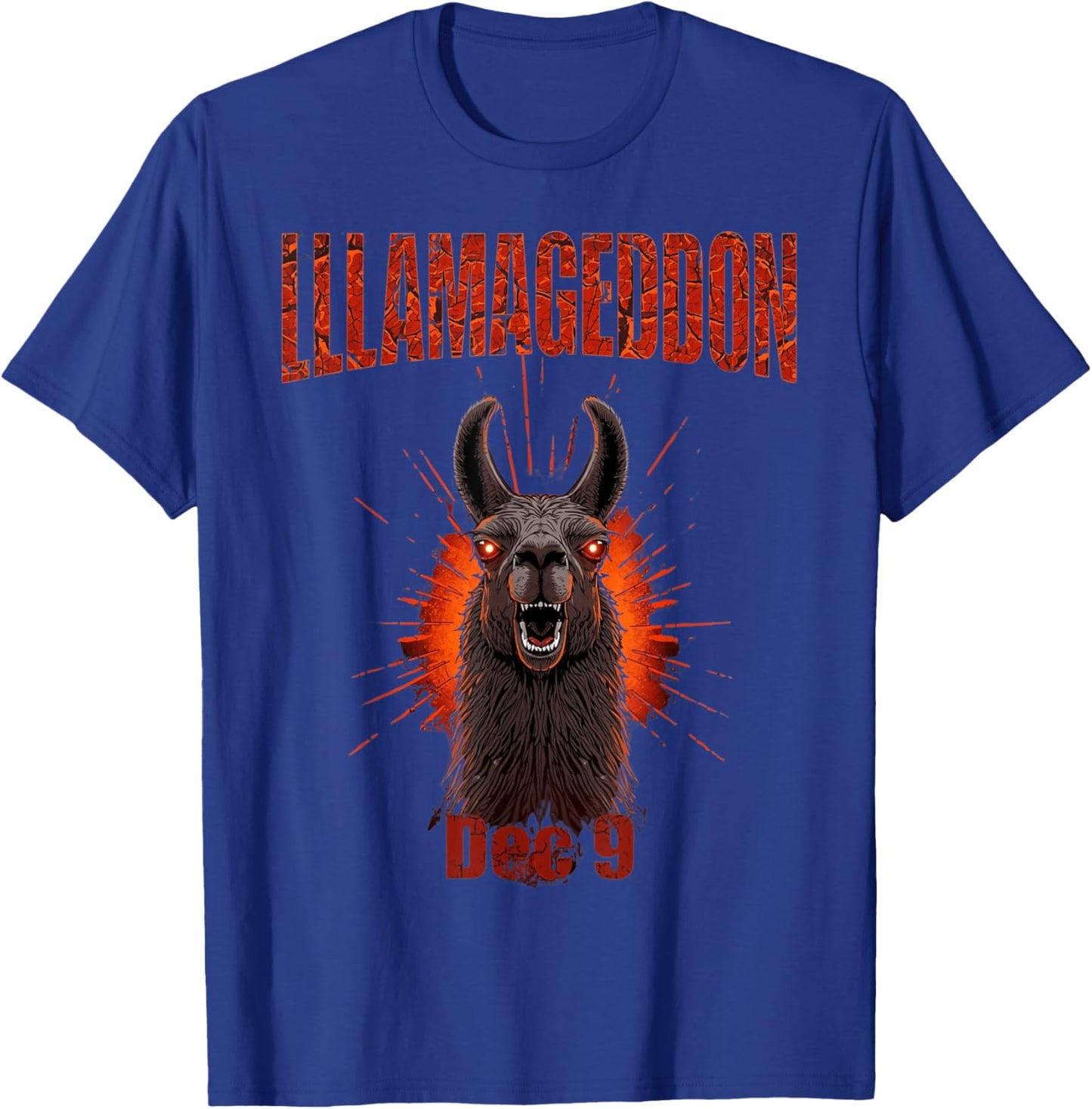 Llamageddon Dec 9 Llama Dark Apocalypse Nature Wildlife T-Shirt - T-Shirt | Royal
