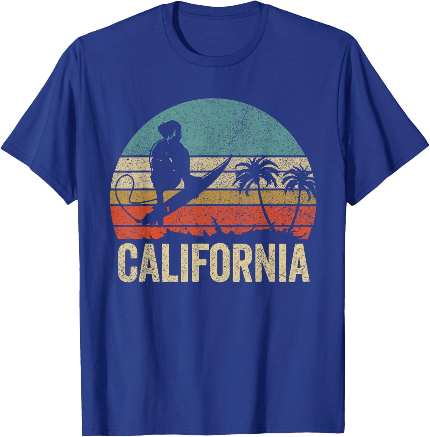 California Surf CA Vintage Retro Men Women Kid Surfer Sunset T-Shirt - T-Shirt | Royal