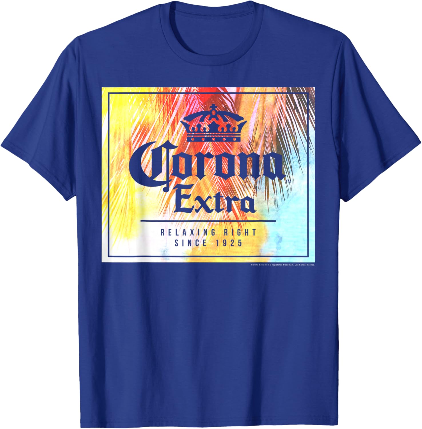 Officially Licensed Corona Extra Square Logo Graphic T-Shirt - T-Shirt | Royal