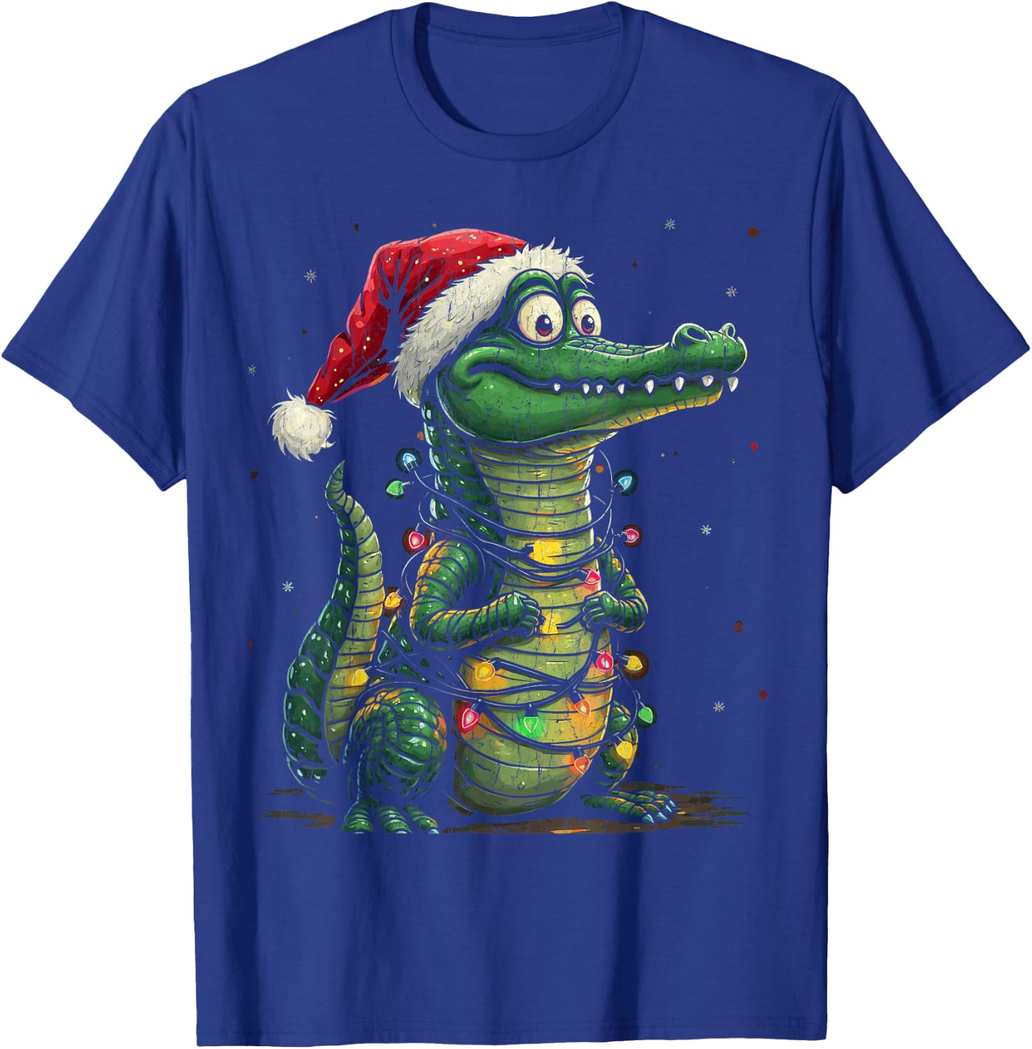 Funny Christmas Gator Santa Alligator With Santa Hat T-Shirt - T-Shirt | Royal