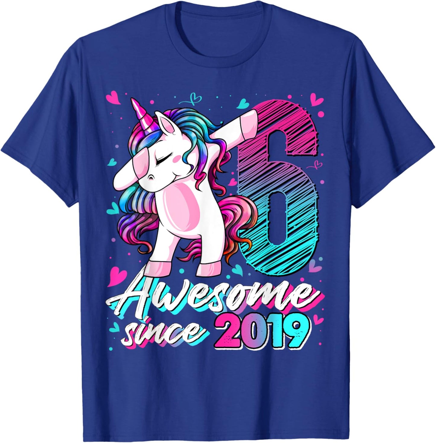 6 Year Old Unicorn Gifts For Girls 6th Birthday Girl Party T-Shirt - T-Shirt | Royal