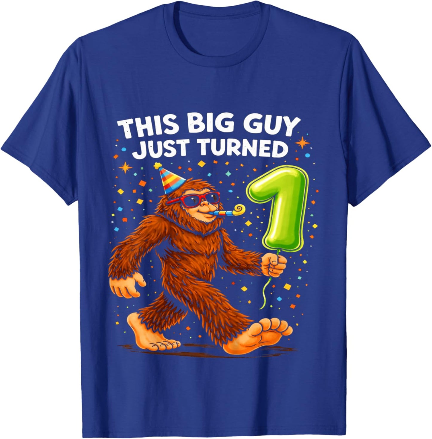Kids Bigfoot One 1st Birthday Sasquatch 1 Year Old Birthday Boys T-Shirt - T-Shirt | Royal