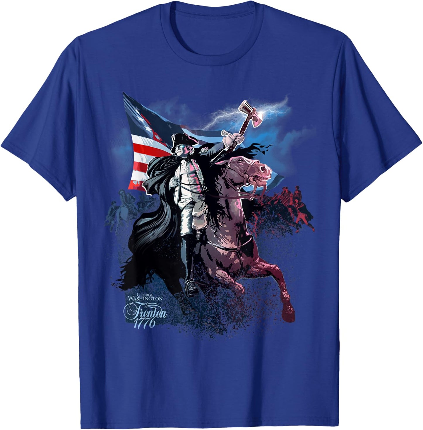 History Shirt showing George Washington at Trenton 1776 T-Shirt - T-Shirt | Royal