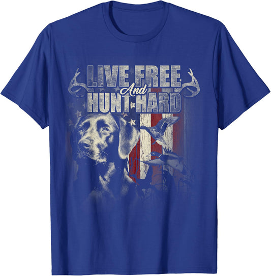 Duck Hunting Shirt Deer Hunting USA Flag Hunters Gift T-Shirt - T-Shirt | Royal