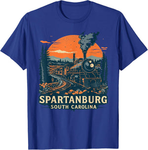 Vintage Spartanburg South Carolina Sunset Nature Cityscape T-Shirt - T-Shirt | Royal