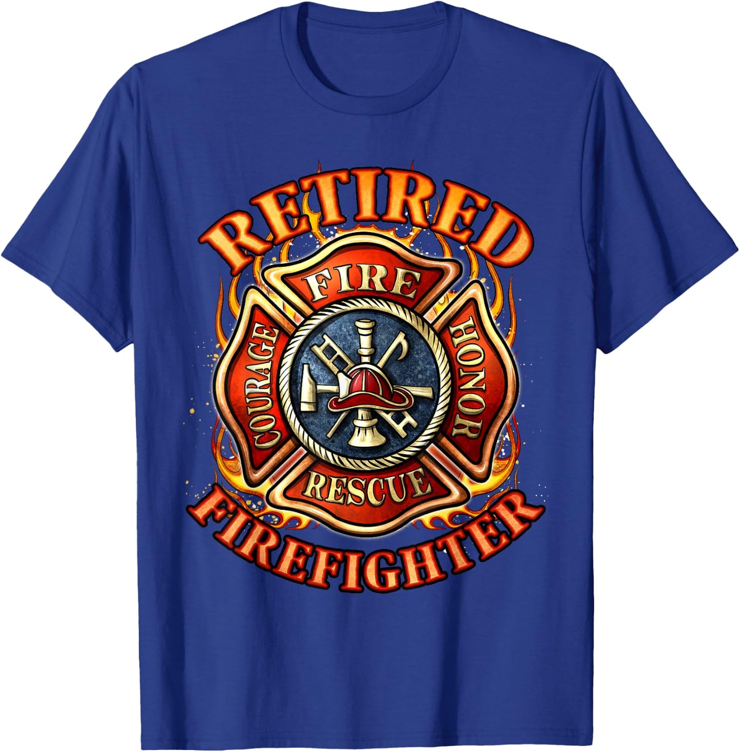 Retired Firefighter Gift Fireman Retirement Party Gift T-Shirt - T-Shirt | Royal