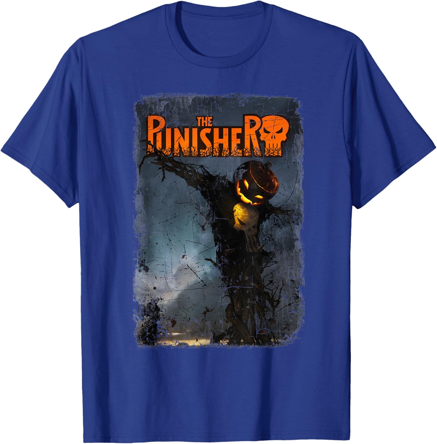Marvel The Punisher Pumpkin Head Scarecrow Halloween T-Shirt - T-Shirt | Royal