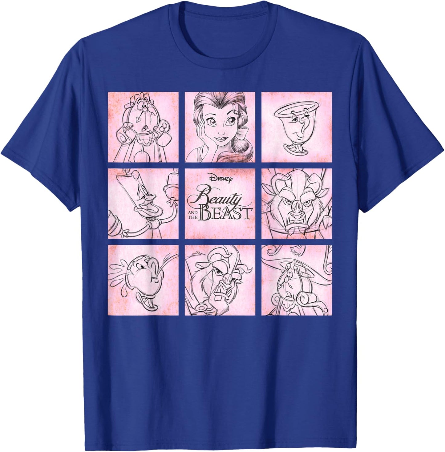 Disney Beauty and the Beast Panel Sketch Graphic T-Shirt - T-Shirt | Royal