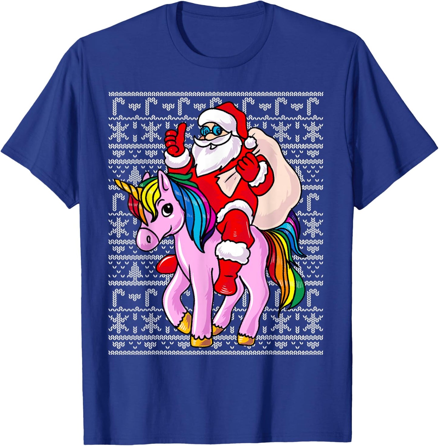 Santa Claus Pink Unicorn Girls Ugly Christmas Kids T-Shirt - T-Shirt | Royal