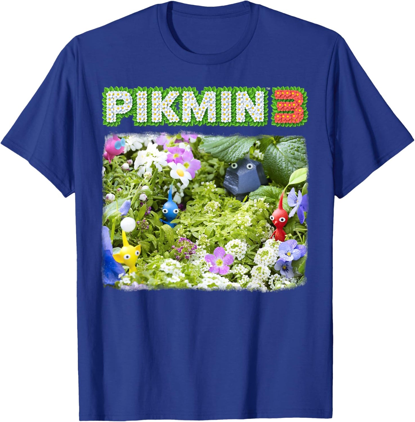Nintendo Pikmin 3 Floral Logo Poster T-Shirt - T-Shirt | Royal