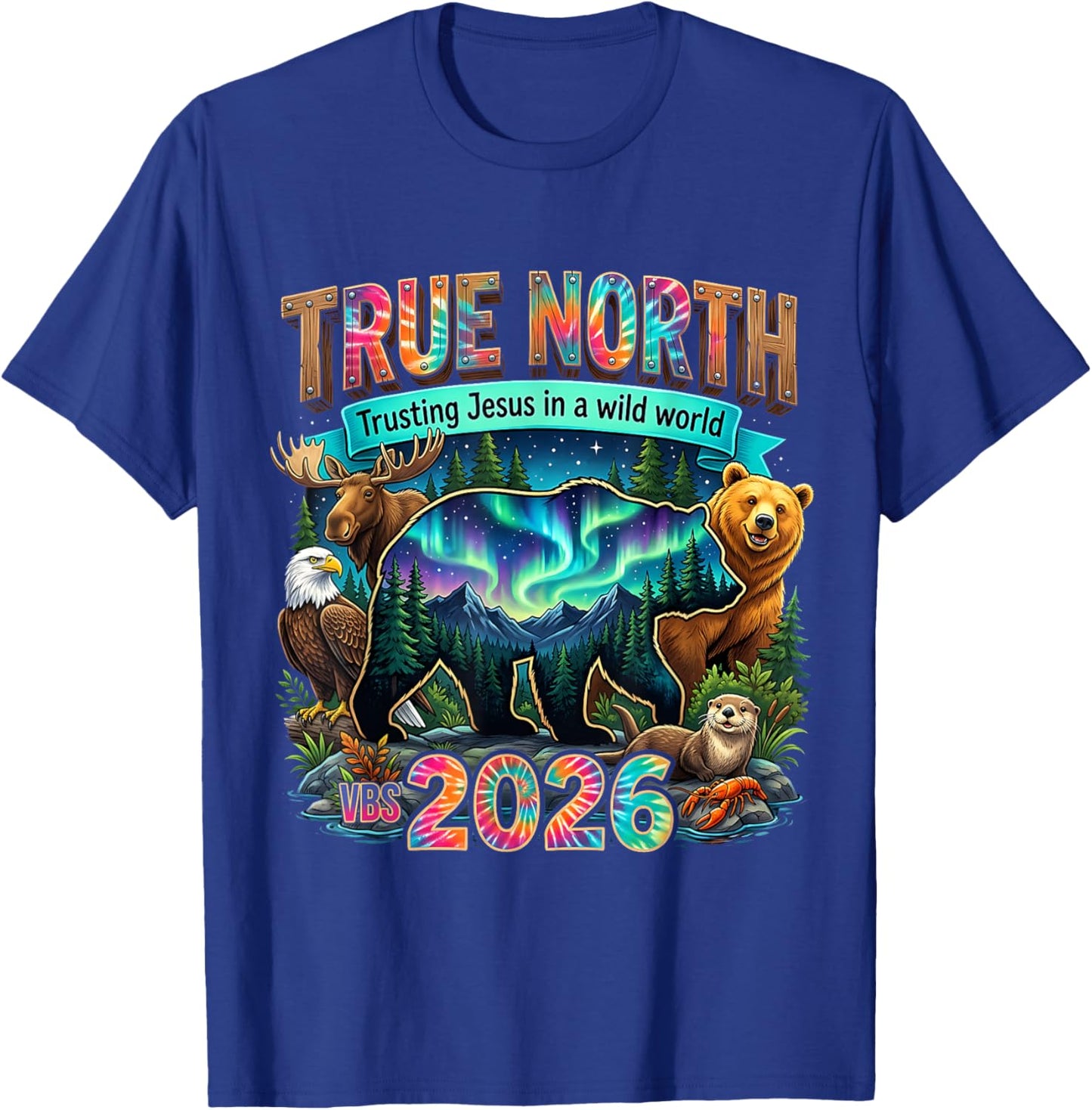 Retro True North Trusting Jesus in A Wild World VBS 2026 T-Shirt - T-Shirt | Royal