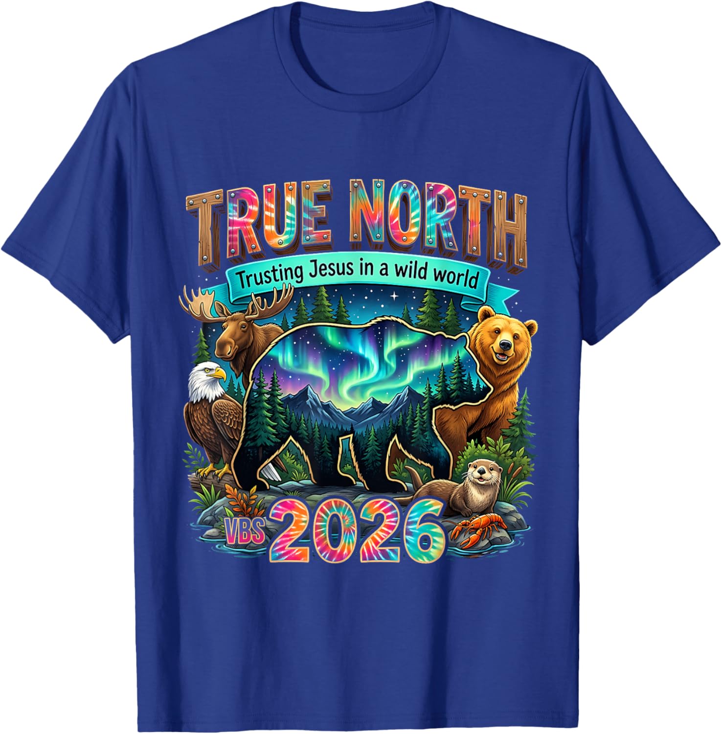 Retro True North Trusting Jesus in A Wild World VBS 2026 T-Shirt - T-Shirt | Royal