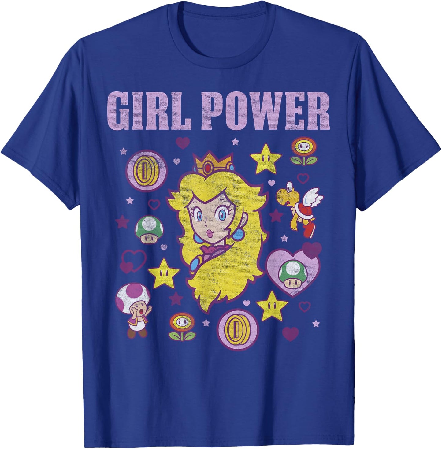 Nintendo Super Mario Peach Girl Power Icons Graphic T-Shirt - T-Shirt | Royal