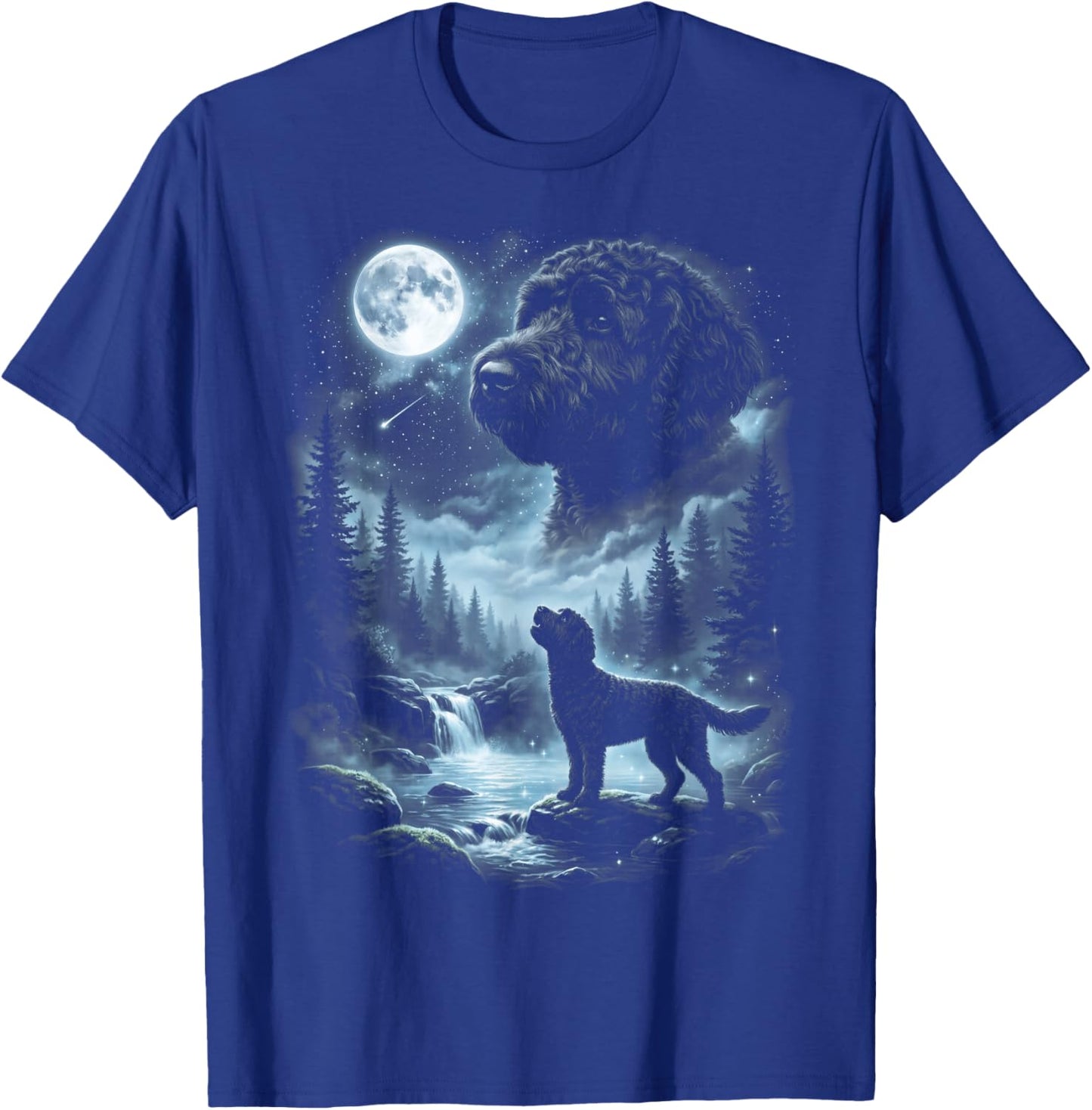 Black Labradoodle Howling to the Moon Retro 90's Doodle Dog T-Shirt - T-Shirt | Royal