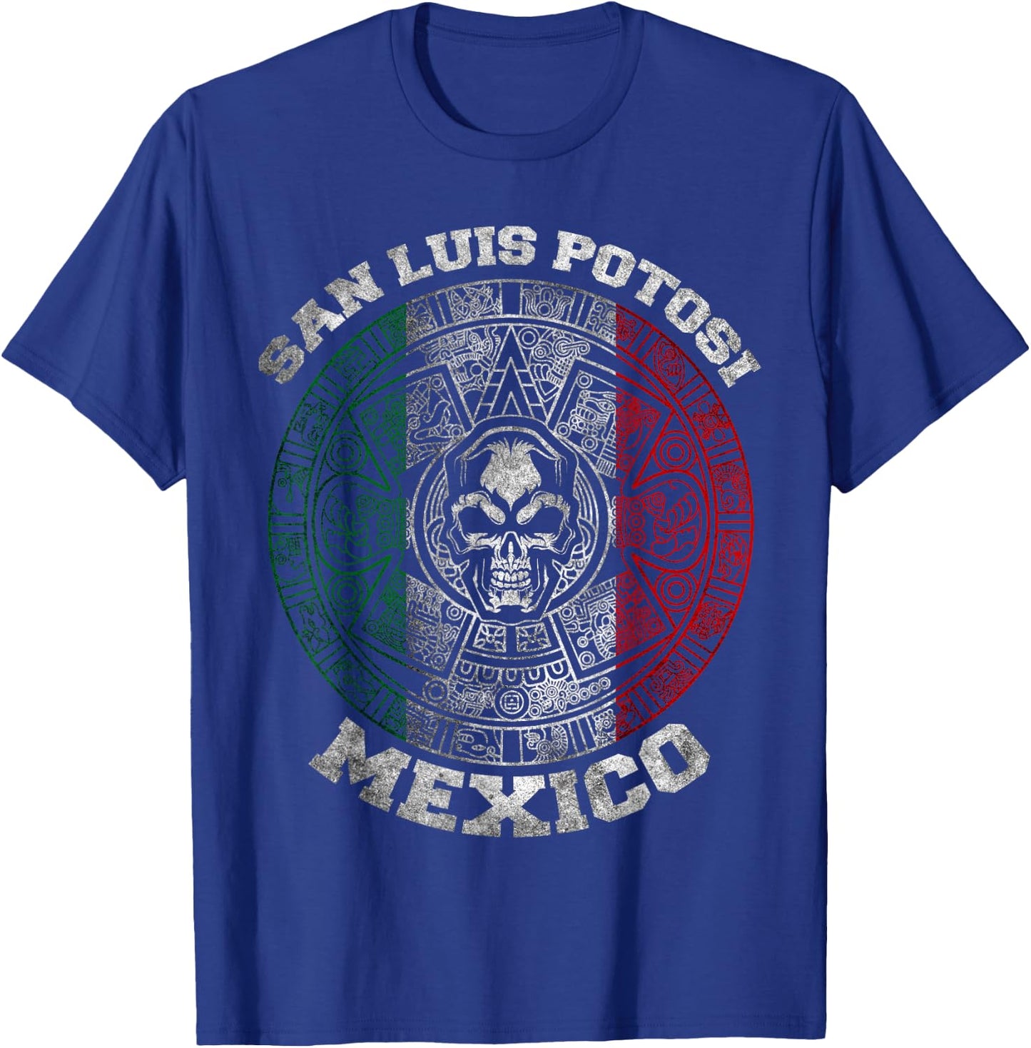 San Luis Potosi Aztec Mayan Calendar Skull. Mexico Pride T-Shirt - T-Shirt | Royal