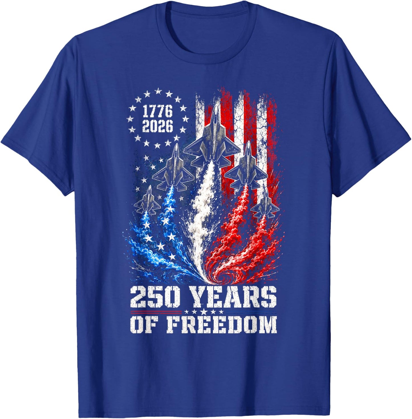 250 Years US Flag Jets 1776 2026 250th Anniversary Men Boys T-Shirt - T-Shirt | Royal